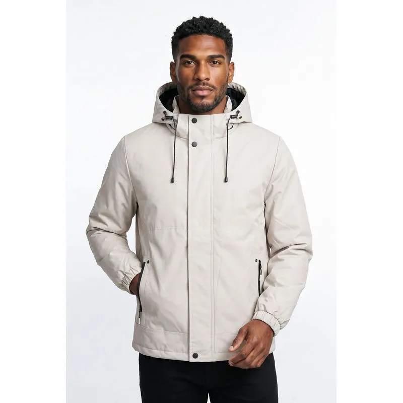 Jaqueta masculina nylon com capuz removível 69414 M / Off white