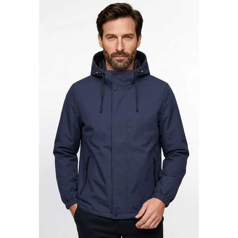 Jaqueta masculina nylon com capuz removível 69414 M / Azul Marinho
