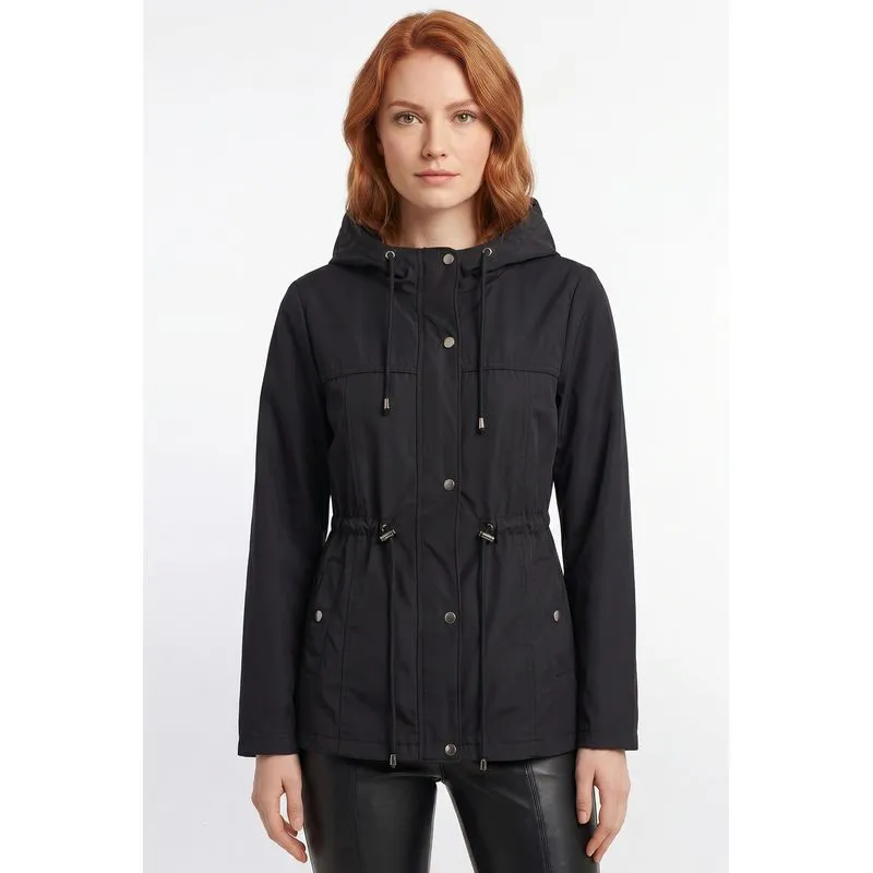 Parka feminina nylon com capuz removível 61168 GG / Preto