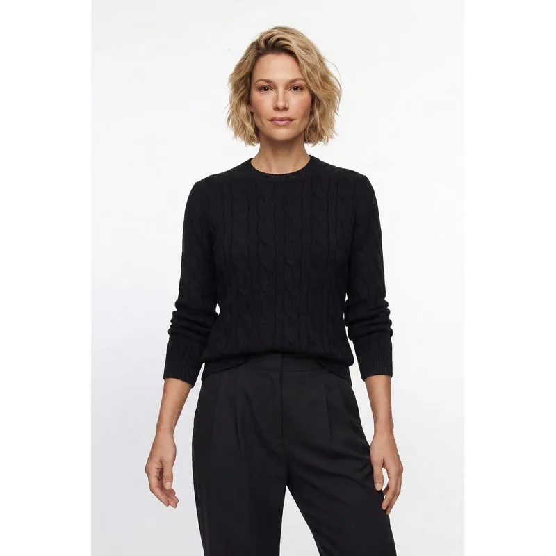 Blusa feminina malha tricot modal trançada 61909 G / Preto