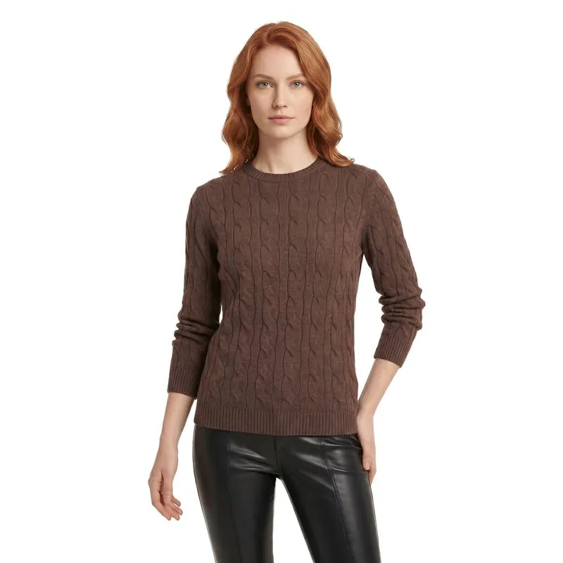 Blusa feminina malha tricot modal trançada 61909 G / Marrom