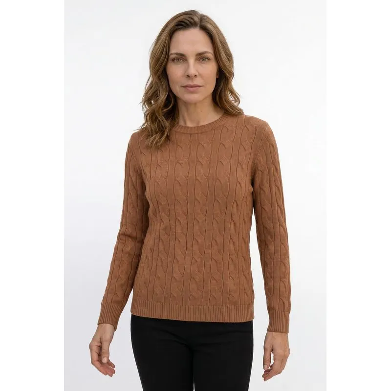 Blusa feminina malha tricot modal trançada 61909 G / Caramelo