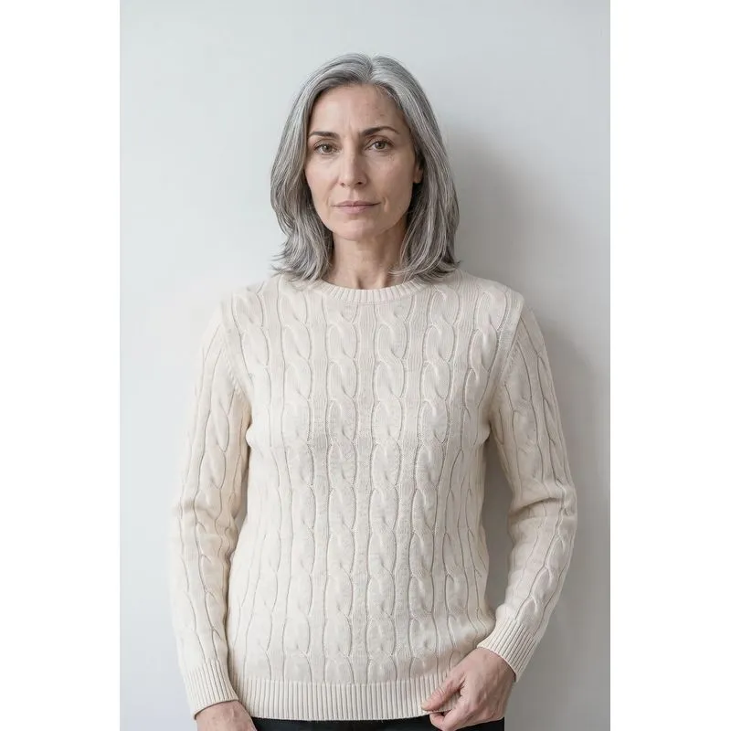 Blusa feminina malha tricot modal trançada 61909 M / Cru