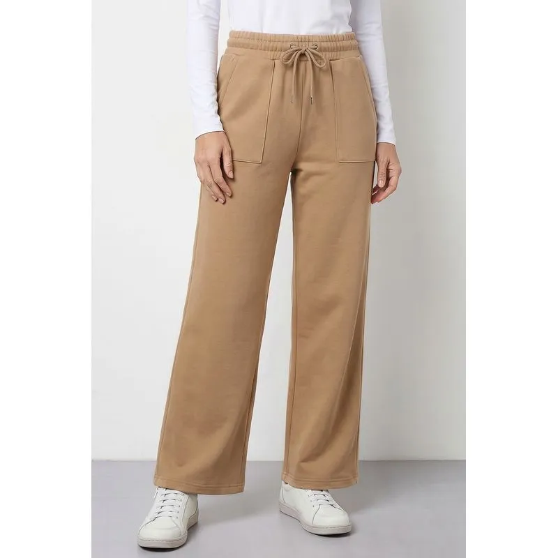 Calça moletom feminina reta com bolsos 61373 GG / Caramelo