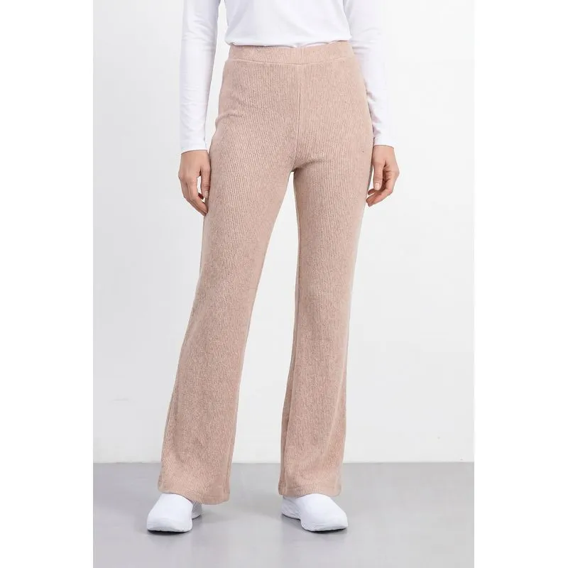 Calça flare feminina de malha 61180 P / Bege