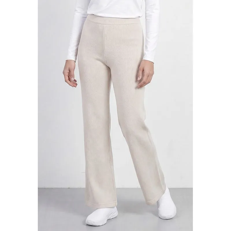 Calça flare feminina de malha 61180 P / Cru