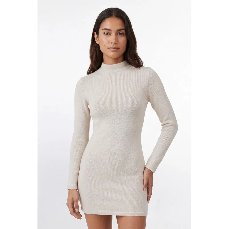 Vestido curto feminino malha manga longa 61181 P / Cru