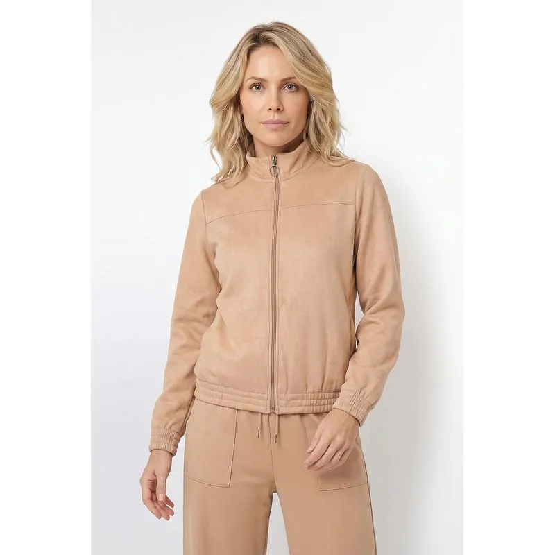 Jaqueta feminina básica moletom forrada 61379 P / Caramelo