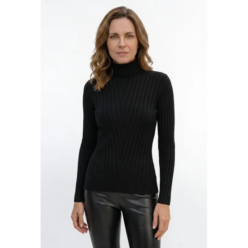 Blusa feminina de malha gola alta 61143 M / Preto