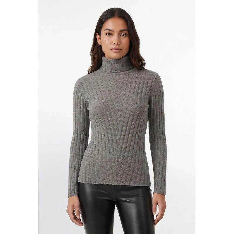 Blusa feminina de malha gola alta 61143 P / Cinza