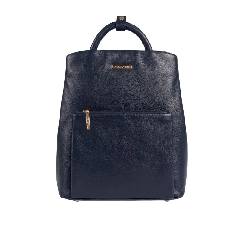 Mochila slim couro liso Lavínia Azul