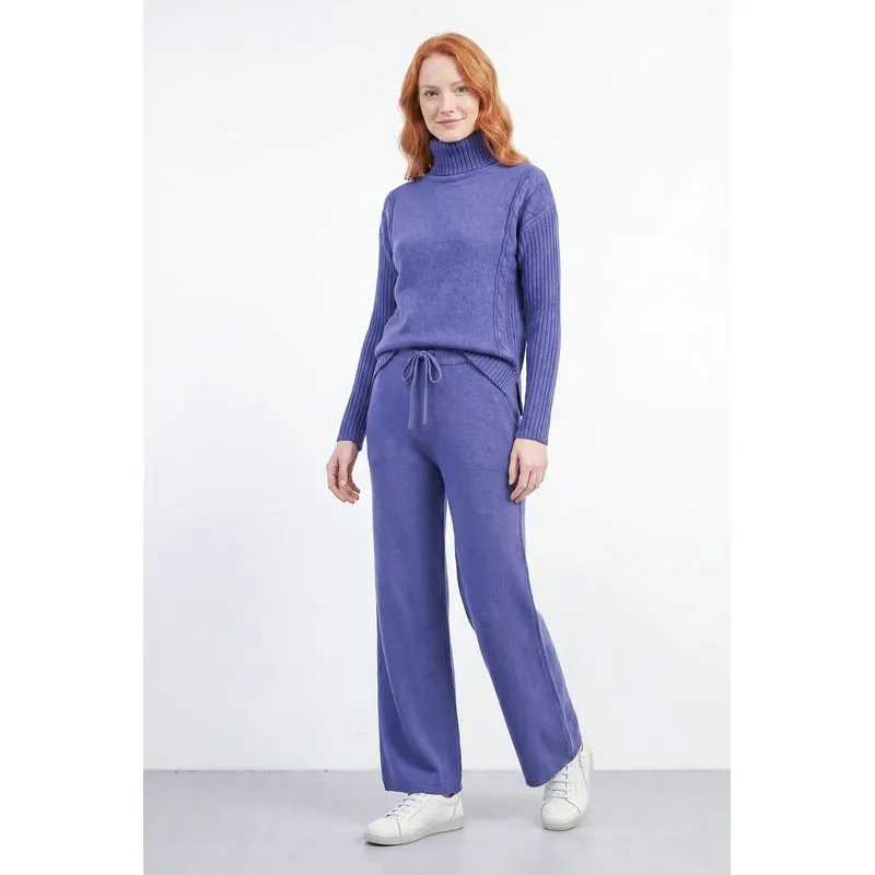 Conjunto feminino de malha modal gola alta 61935 P / Azul
