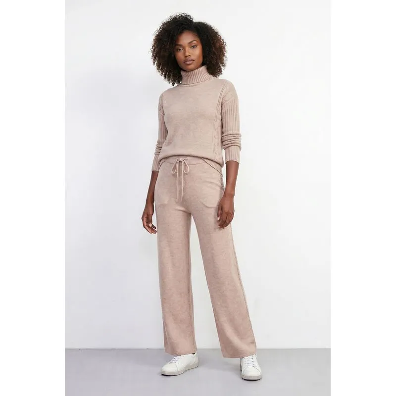 Conjunto feminino de malha modal gola alta 61935 G / Bege