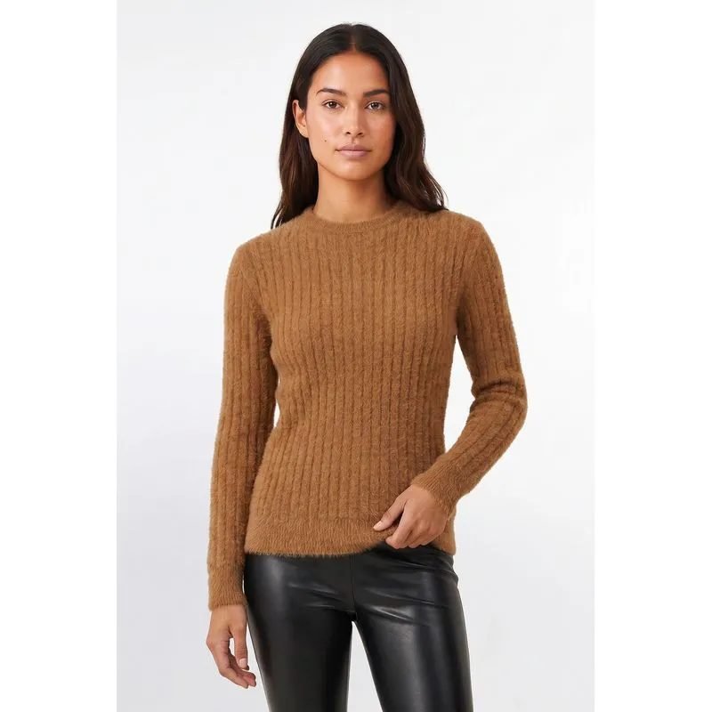 Blusa feminina malha pelo felpudo 61910 M / Caramelo