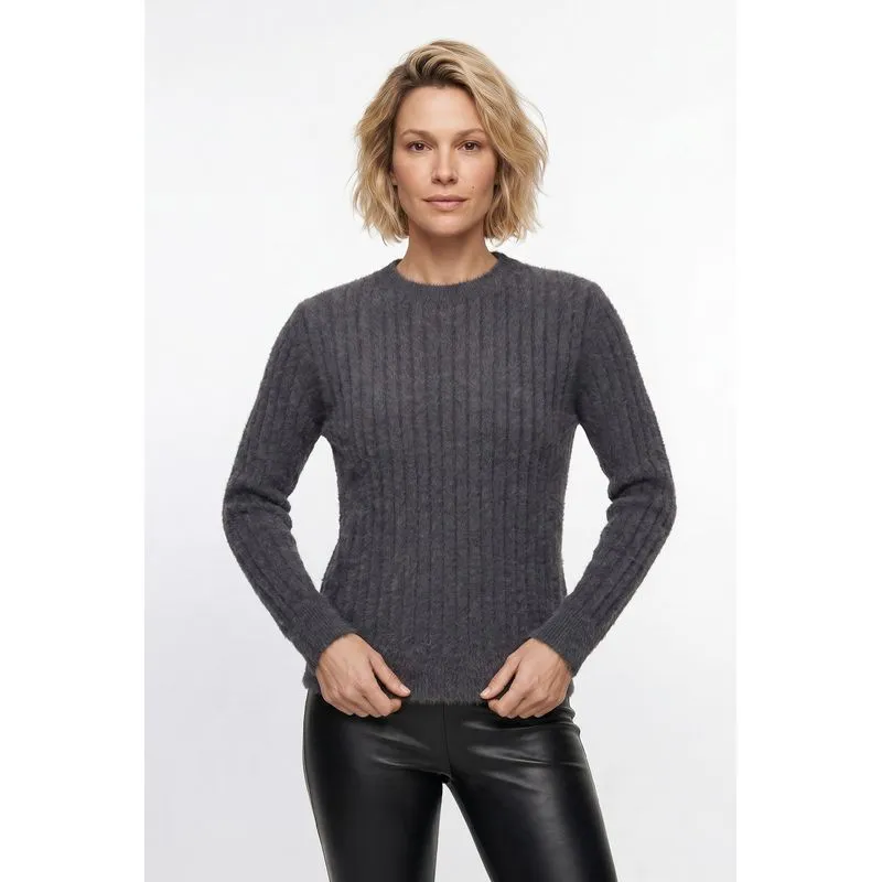 Blusa feminina malha pelo felpudo 61910 M / Cinza