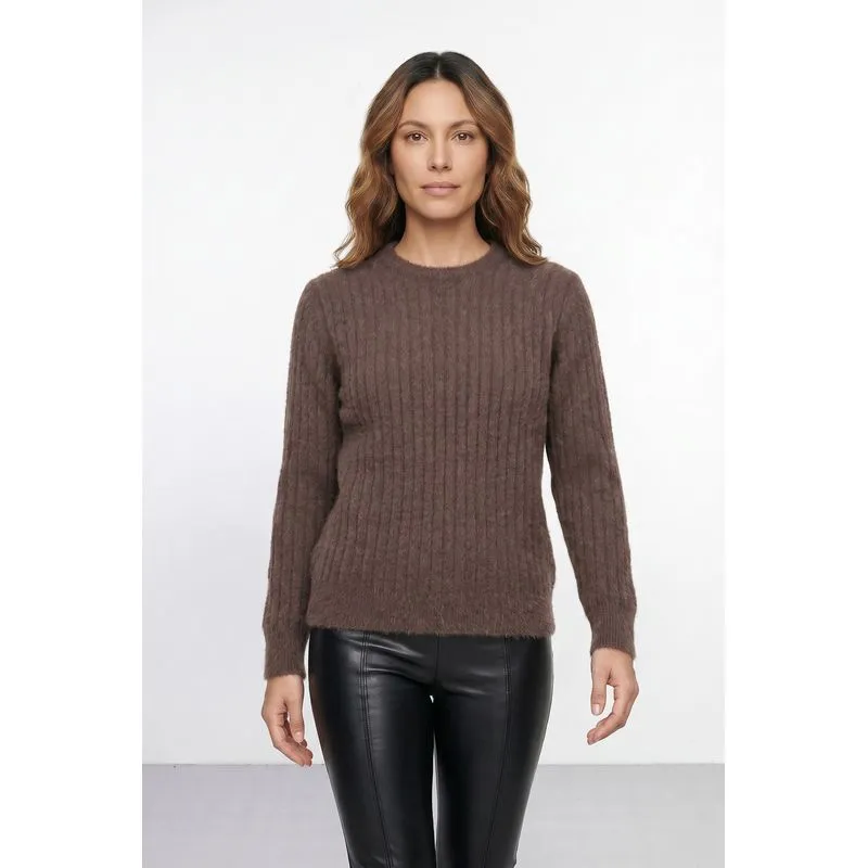 Blusa feminina malha pelo felpudo 61910 M / Marrom