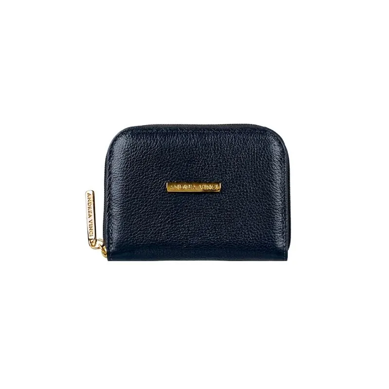 Carteira feminina de couro liso Kiara 10x13,5cm Azul