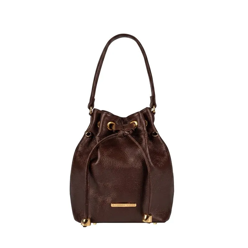 Bolsa saco em couro liso Nubia Café