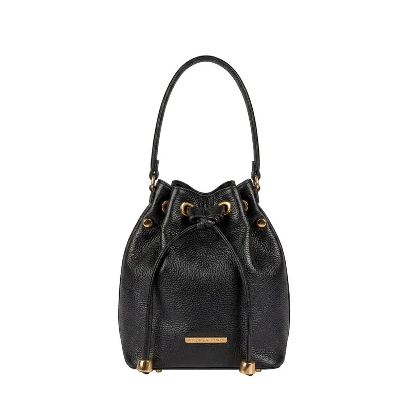 Bolsa saco em couro liso Nubia Preto