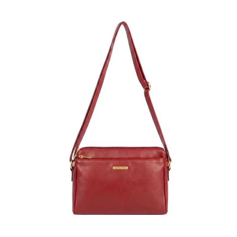 Bolsa transversal de couro liso com divisórias Marta Vermelho