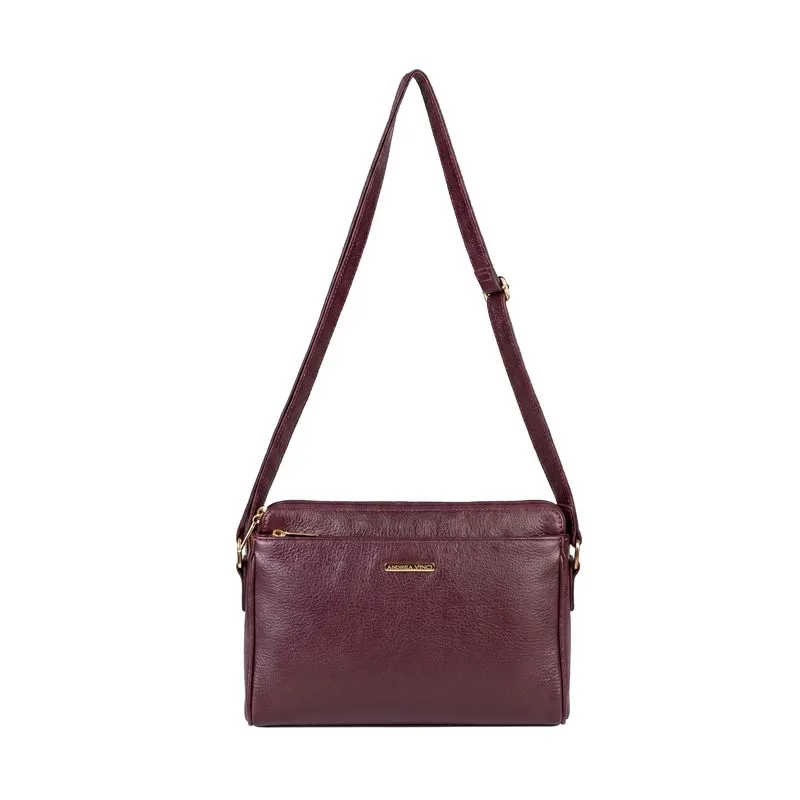 Bolsa transversal de couro liso com divisórias Marta Marsala