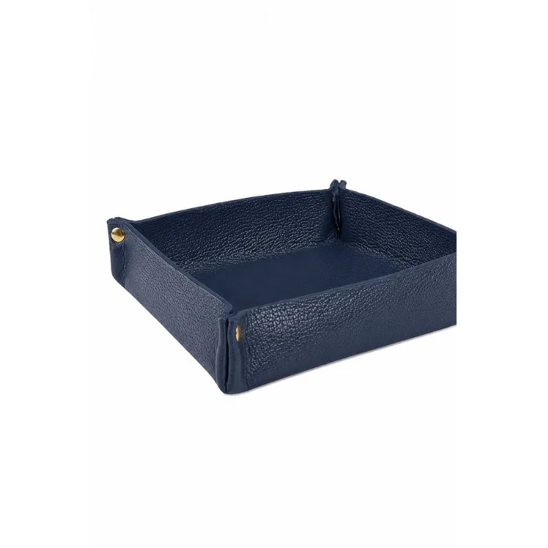 Porta objetos organizador em couro liso 16x16 Tray Azul