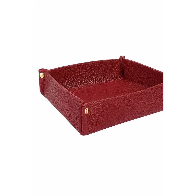 Porta objetos organizador em couro liso 16x16 Tray Vermelho