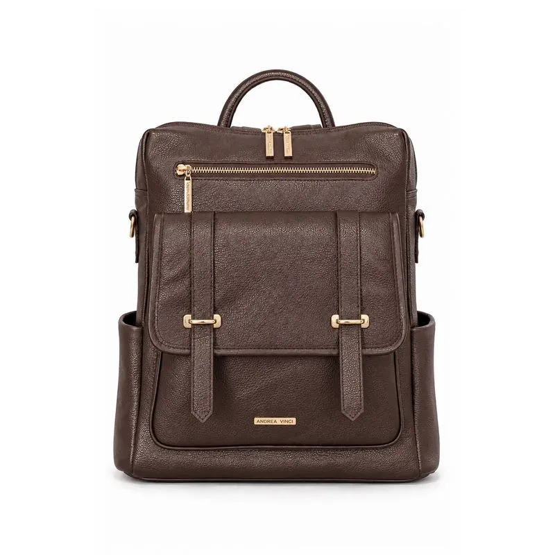 Mochila feminina em couro liso Dora Café