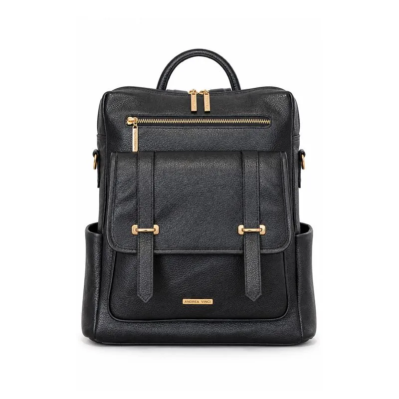 Mochila feminina em couro liso Dora Preto