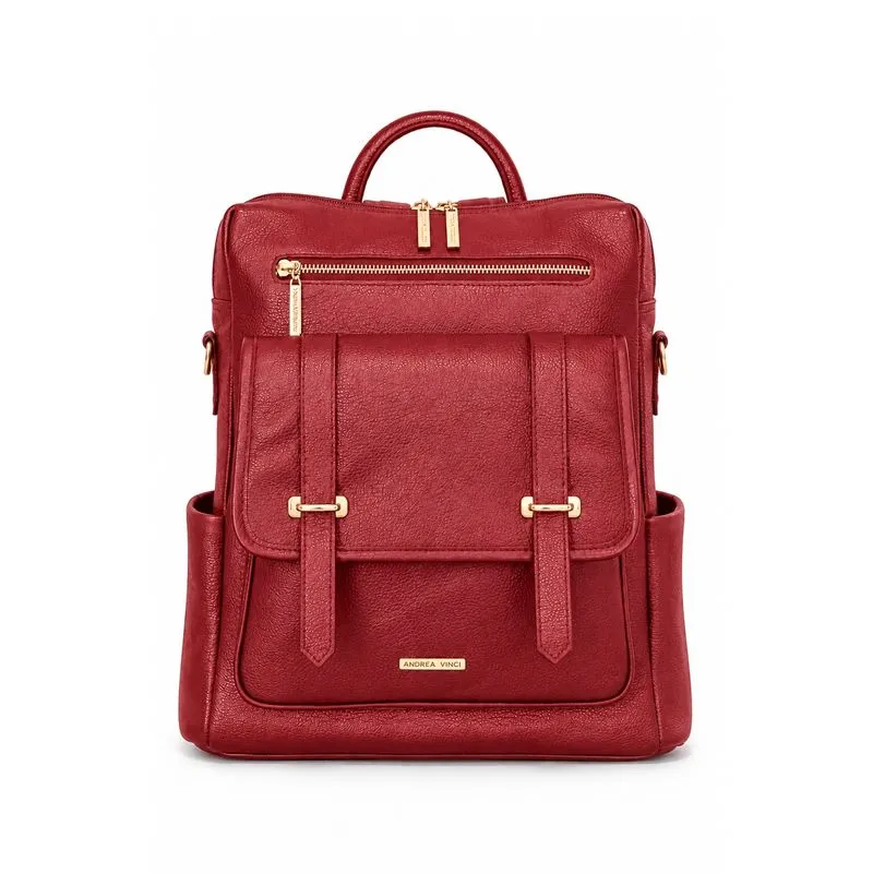 Mochila feminina em couro liso Dora Vermelho