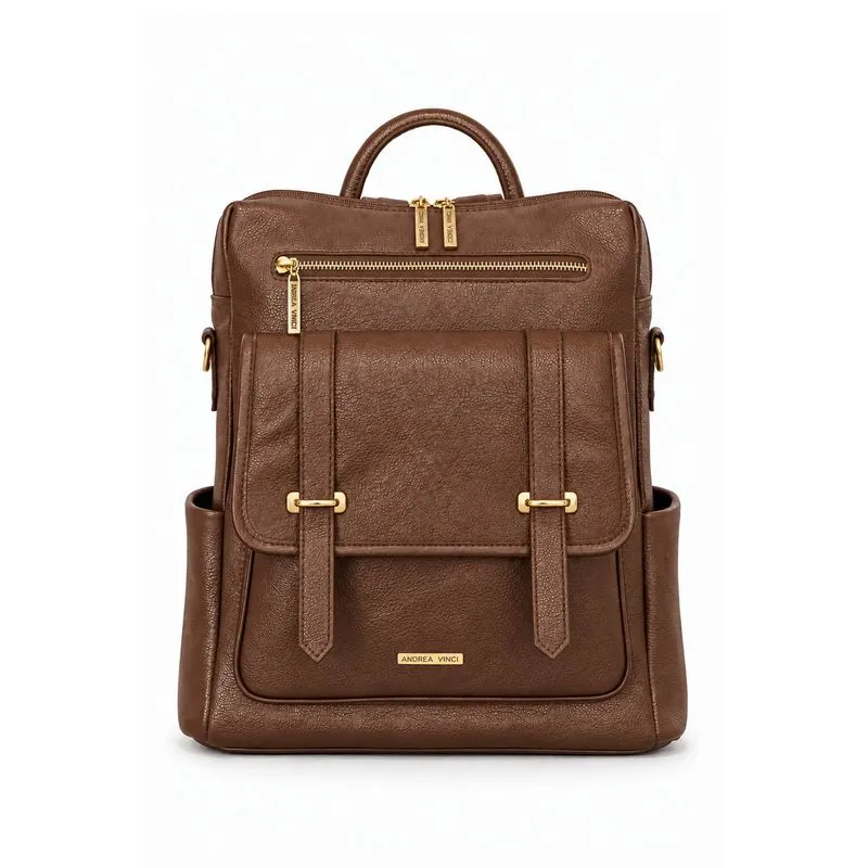 Mochila feminina em couro liso Dora Whisky