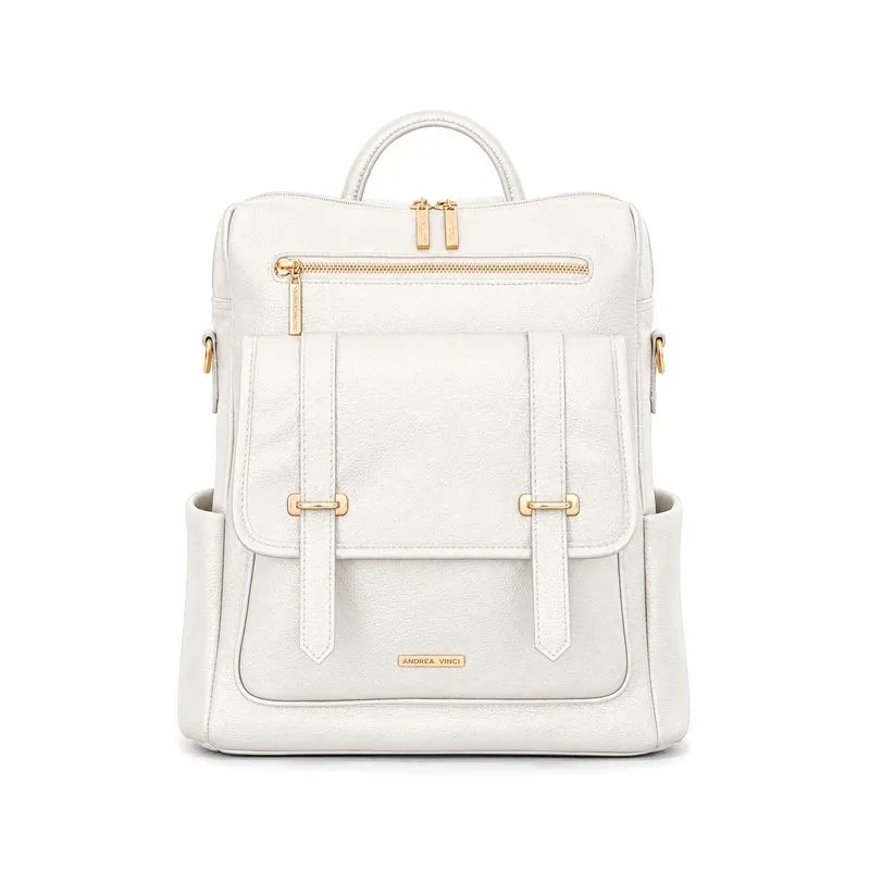 Mochila feminina em couro liso Dora Marfim