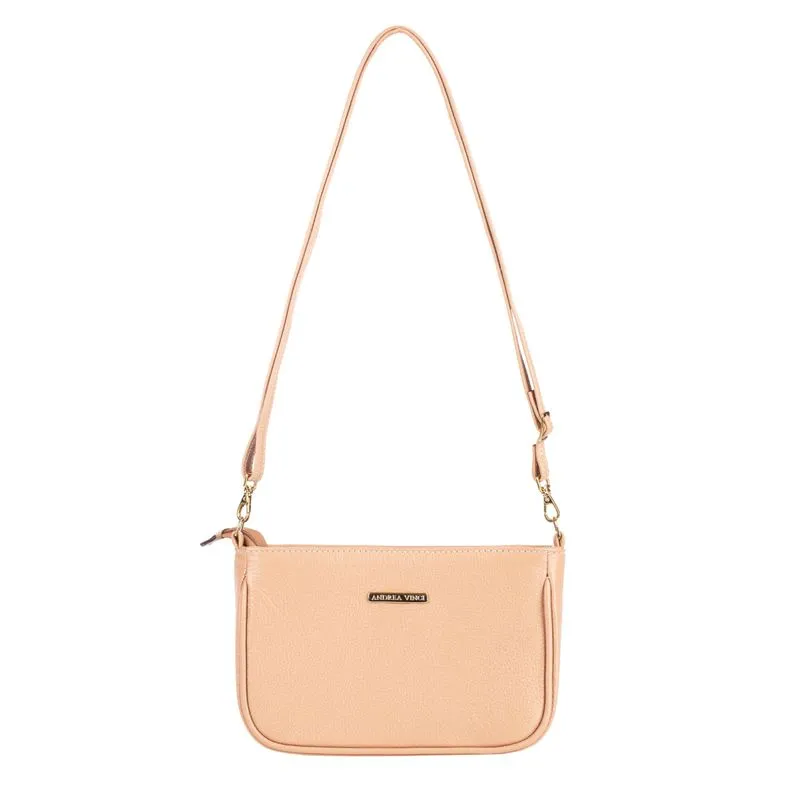 Bolsa tiracolo pequena de couro liso Iria Whisky