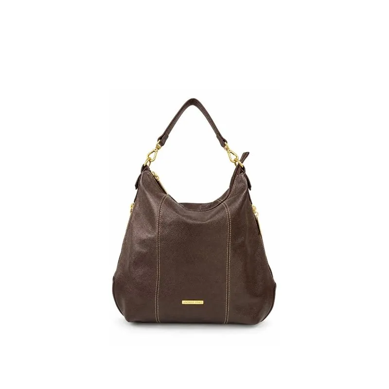 Bolsa mochila saco em couro liso Charlene Café