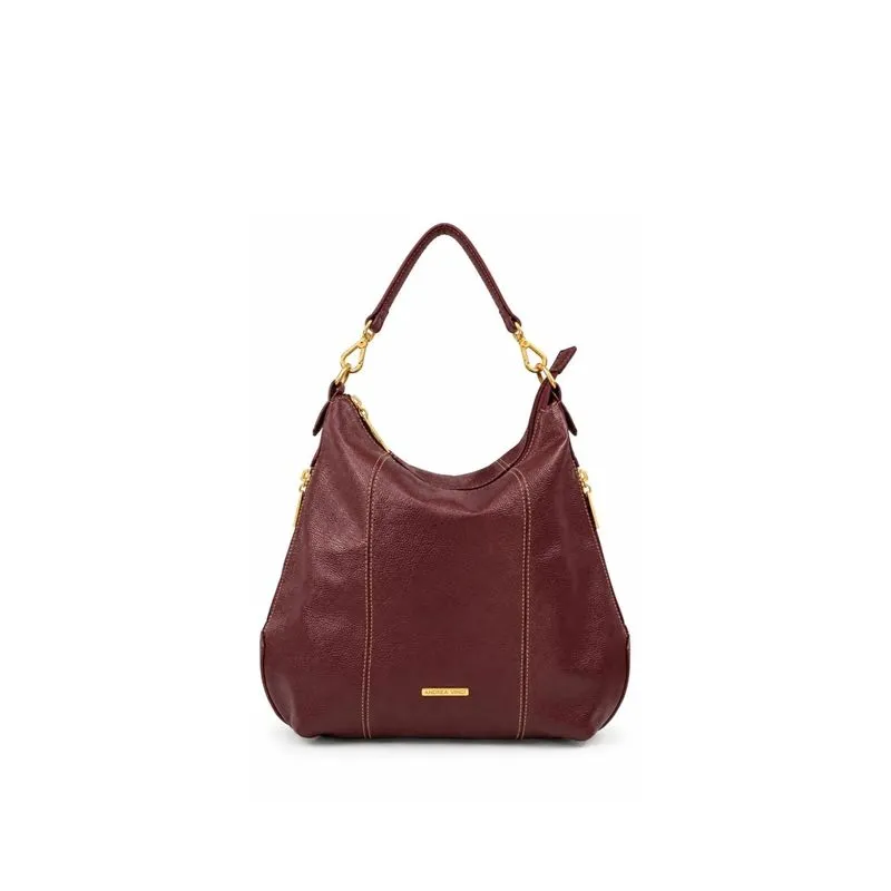 Bolsa mochila saco em couro liso Charlene Marsala