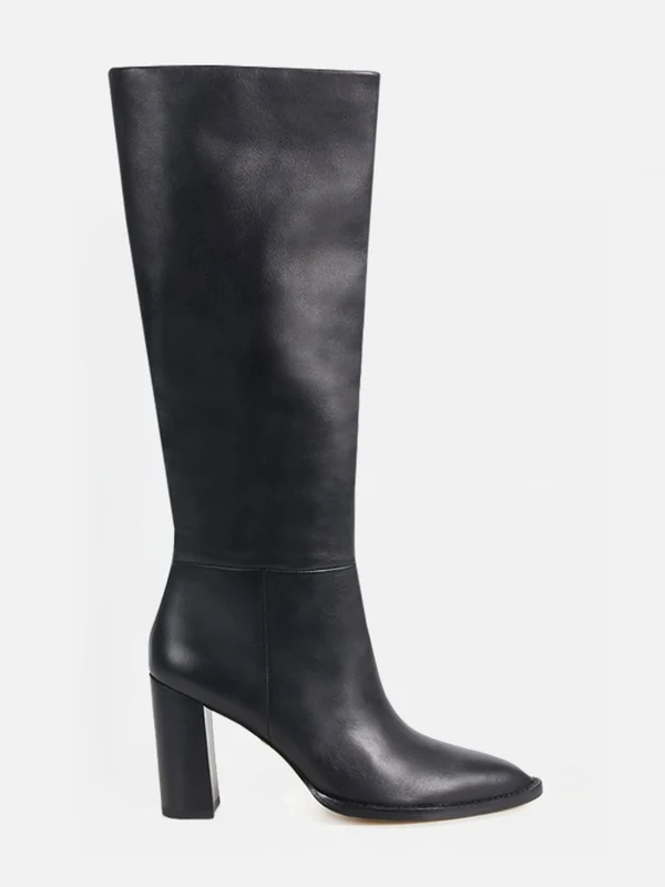 BOTA EM COURO EVE PRETO CANO ALTO SALTO ALTO 34