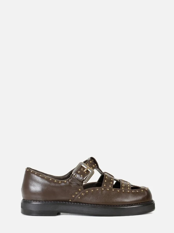 MOCASSIM EM COURO ESTHER CAFÉ TACHINHAS 39