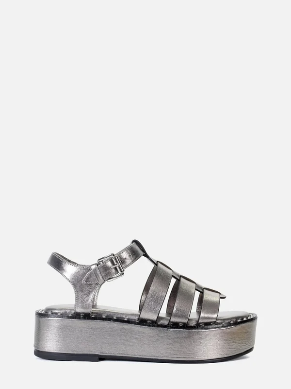 FLATFORM EM COURO MADSON PRATA VELHO 38