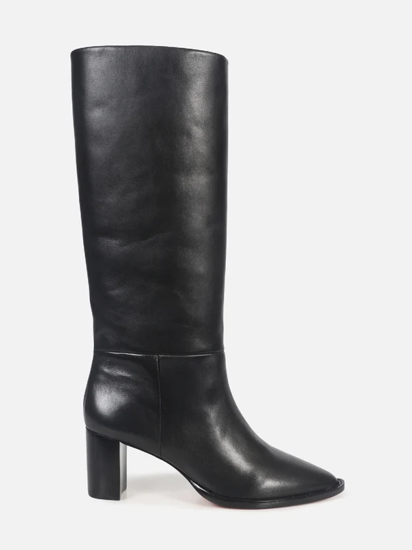 BOTA DE COURO EVE PRETO CANO ALTO SALTO MÉDIO 35