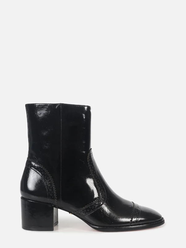 BOTA DE COURO GIU PRETO BROGUE SALTO MÉDIO 39