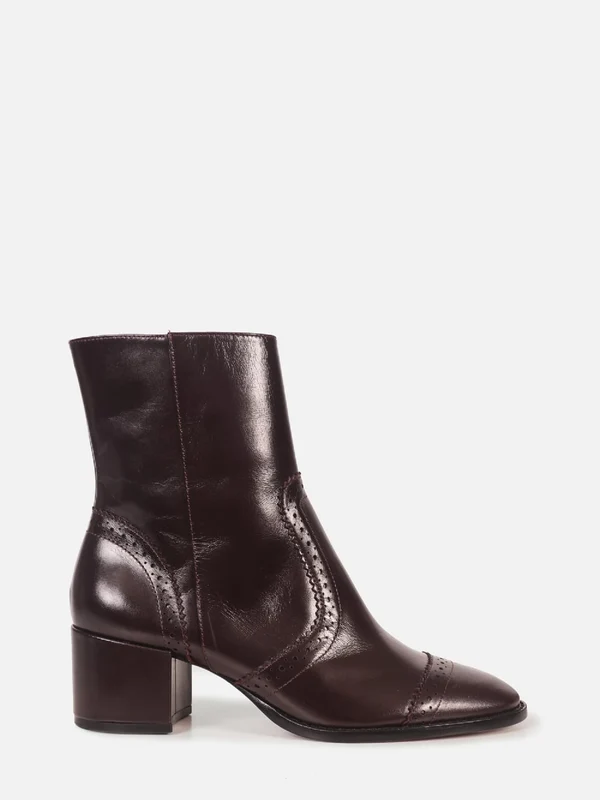 BOTA DE COURO GIU WINE BROGUE SALTO MÉDIO 37
