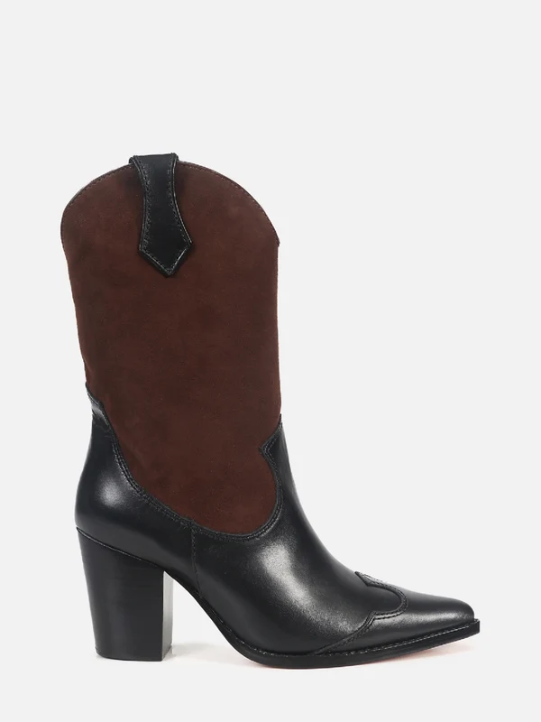 BOTA DE COURO GLÓRIA PRETO SALTO ALTO 38
