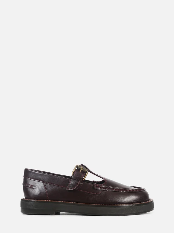 MOCASSIM DE COURO CARLOTA WINE T-BAR 39