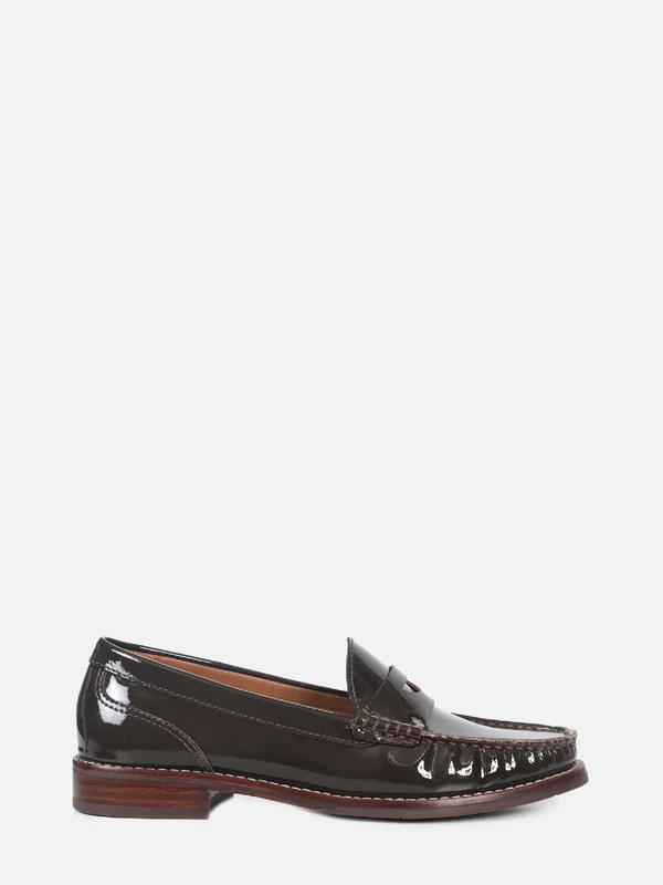 MOCASSIM DE COURO VERNIZ LIZ CAFÉ 35