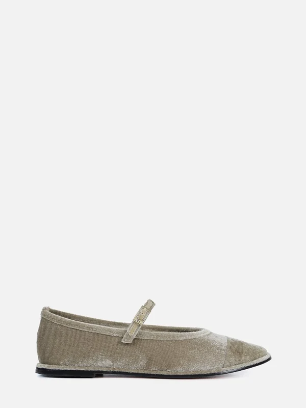 SAPATILHA DE VELVET BEGE MARY JANE 35