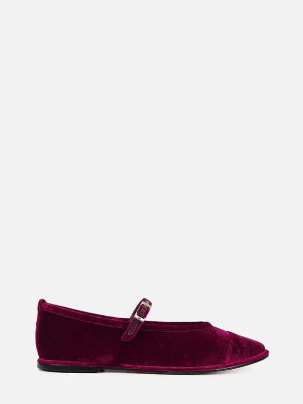 SAPATILHA DE VELVET VINHO MARY JANE 34
