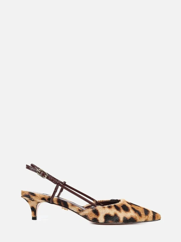 SCARPIN DE PELO GLORIA ONÇA SLINGBACK SALTO BAIXO 40