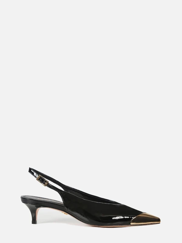 SCARPIN DE COURO VERNIZ LIZ PRETO SALTO BAIXO 39