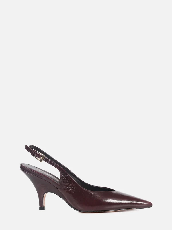 SCARPIN DE COURO OLGA WINE SLINGBACK SALTO MÉDIO 38