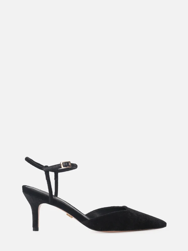 SCARPIN DE VELVET PRETO SALTO MÉDIO 37